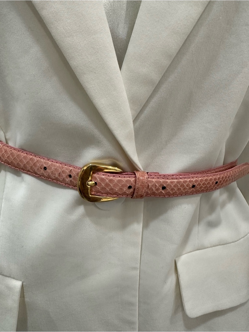Vintage snakeskin Charter Club Slim Pink Belt with Gold-Tone Buckle - Picture 2 of 12